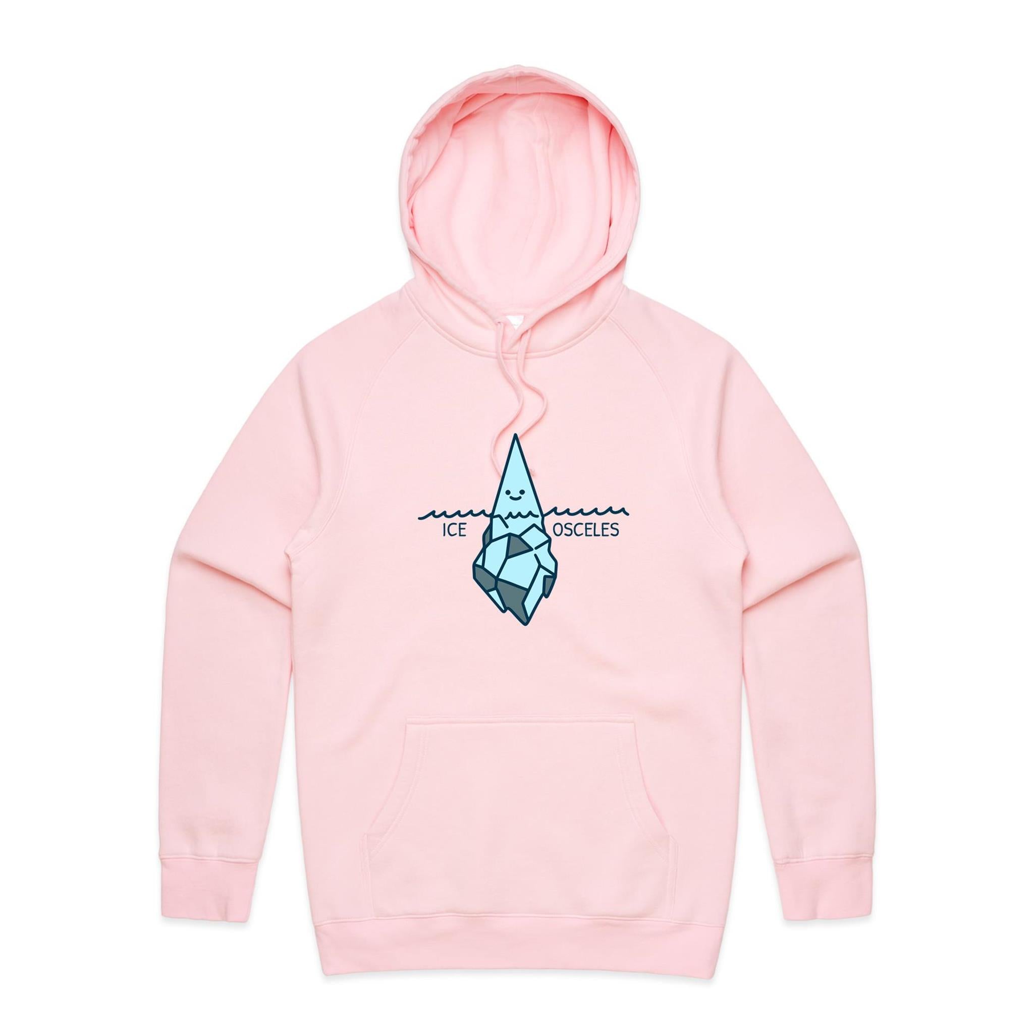 Ice-Osceles, Maths Pun - Mens Hoodie Pink Mens Hoodie Maths Printed In Australia