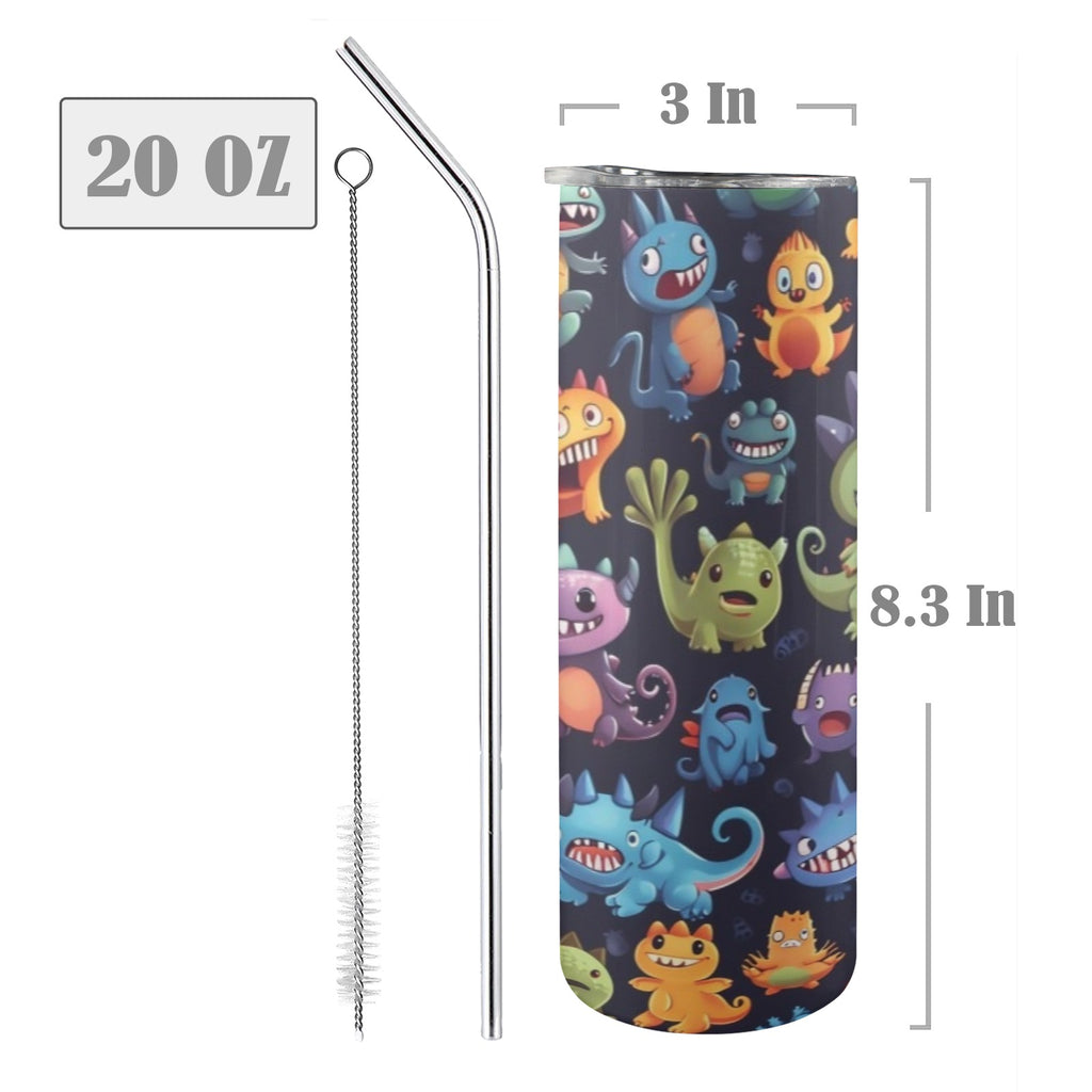 Monster Mania - 20oz Tall Skinny Tumbler with Lid and Straw