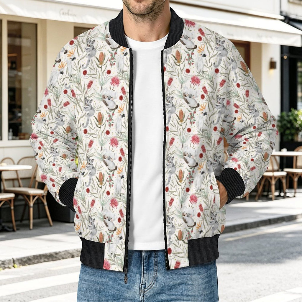 Australian Plants And Animals Men's Casual Zip‑Up Bomber Jacket