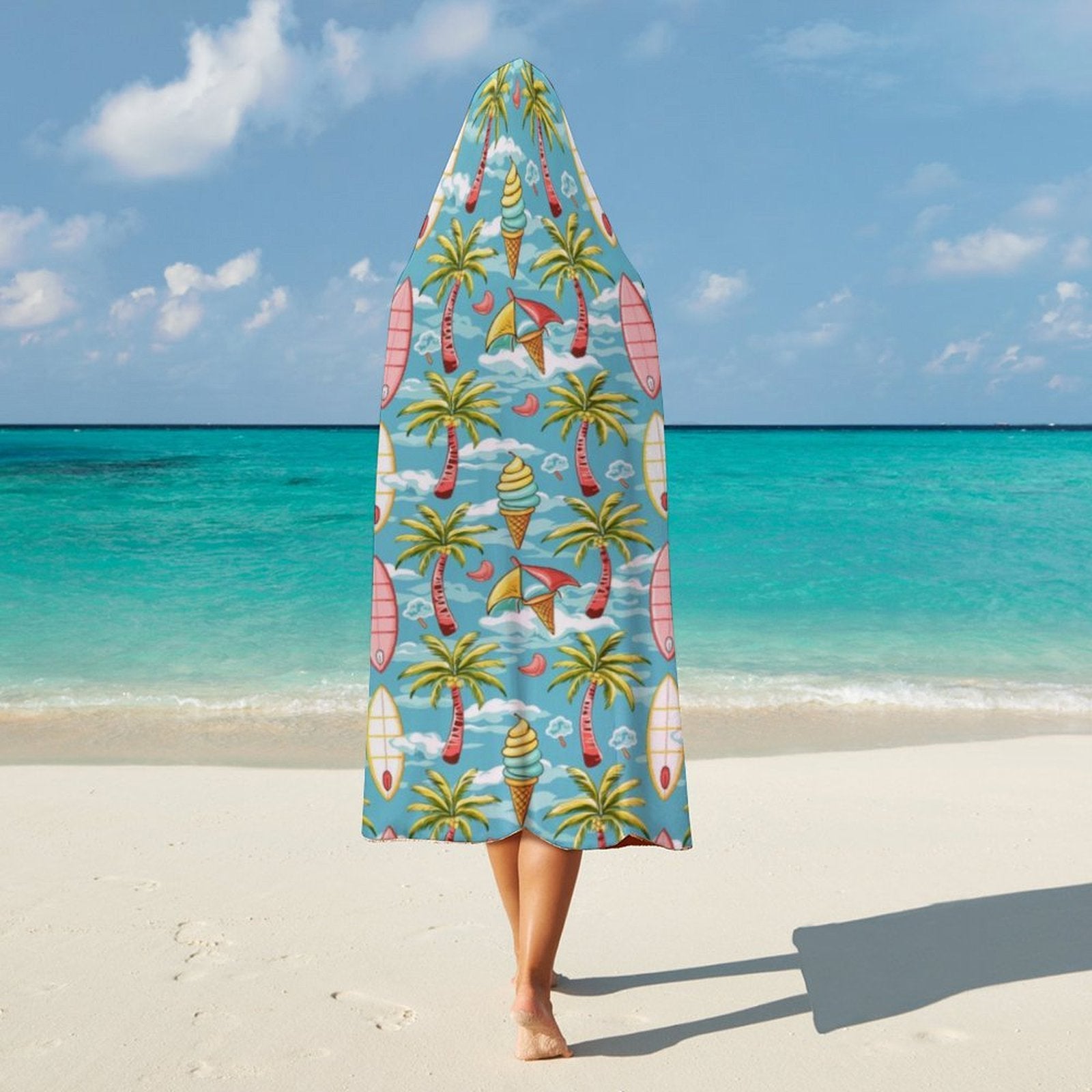Summer Surf Kids Hooded Blanket 100cm x 130cm