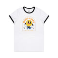 Good Vibes All Day Long Women's AS Colour Ringer Tee White Black Womens Ringer T-shirt Positivity Printed In Australia