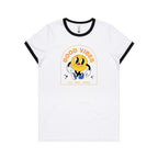 Good Vibes All Day Long - Women's Ringer Tee White Black Womens Ringer T-shirt Positivity Printed In Australia