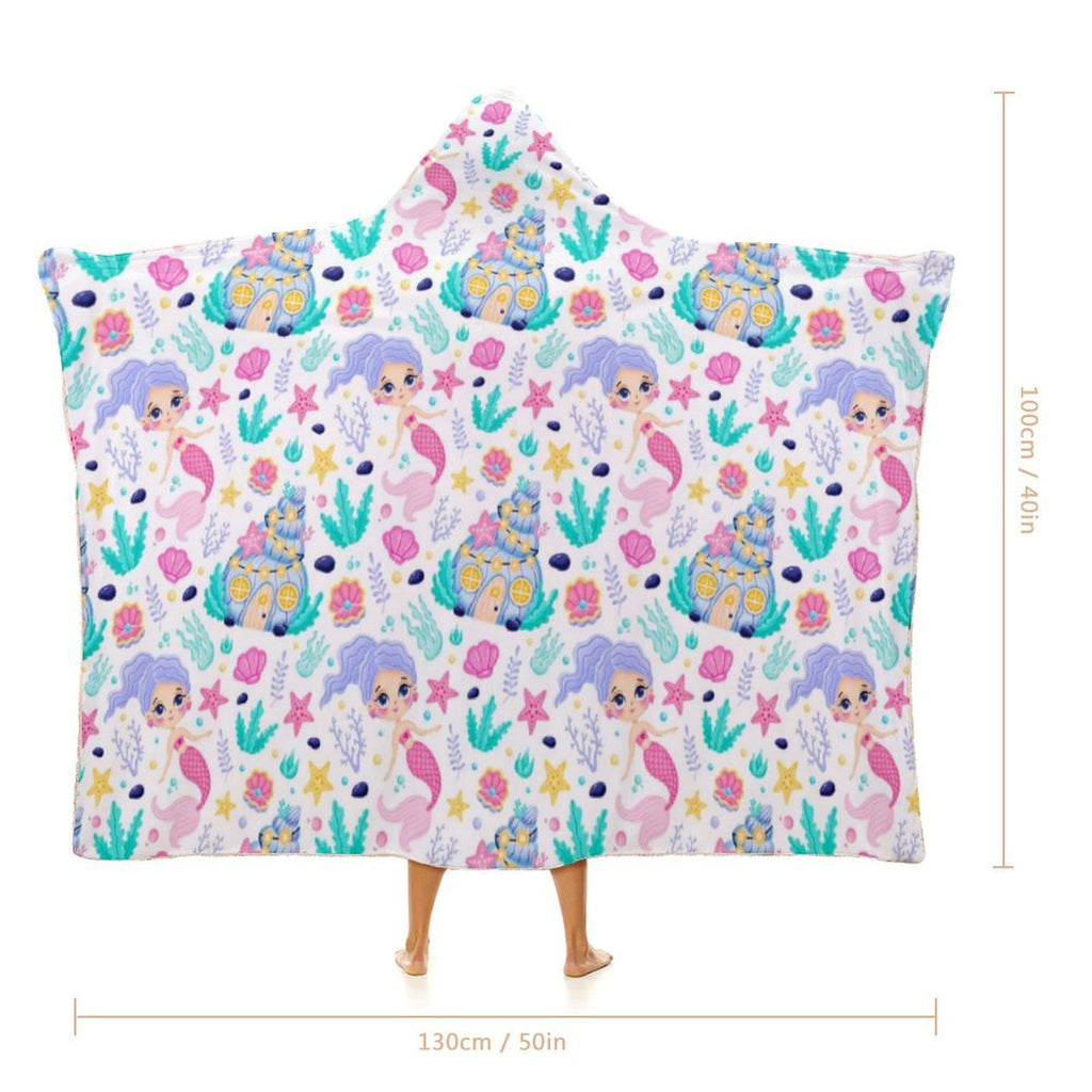 Mermaid World Kids Hooded Blanket 100cm x 130cm