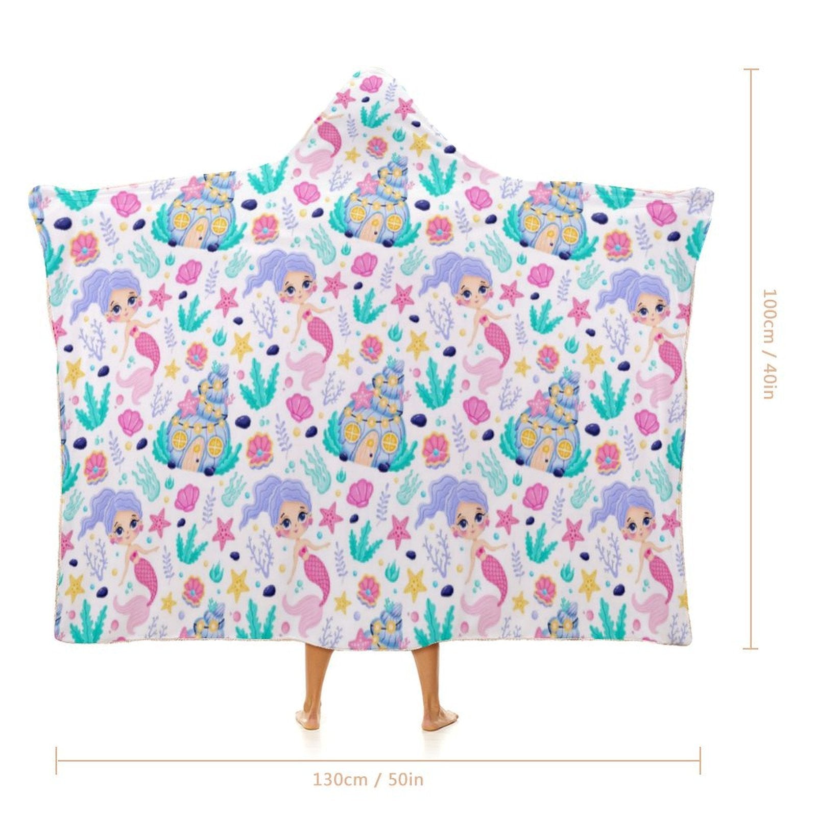 Mermaid World Kids Hooded Blanket 100cm x 130cm
