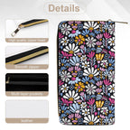 Graphic Flowers On Black - PU Leather Wallet