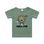 Cell-fie Cell Selfie AS Colour Baby T-shirt Sage Baby T-shirt Printed In Australia Science