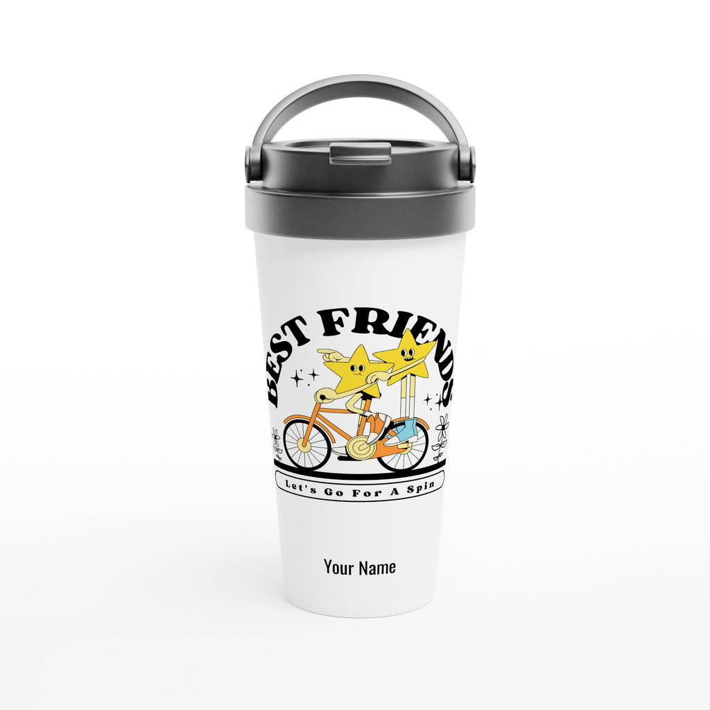 Personalised - Best Friends - White 15oz Stainless Steel Travel Mug Default Title Personalised Travel Mug customise Globally Fulfilled personalise retro