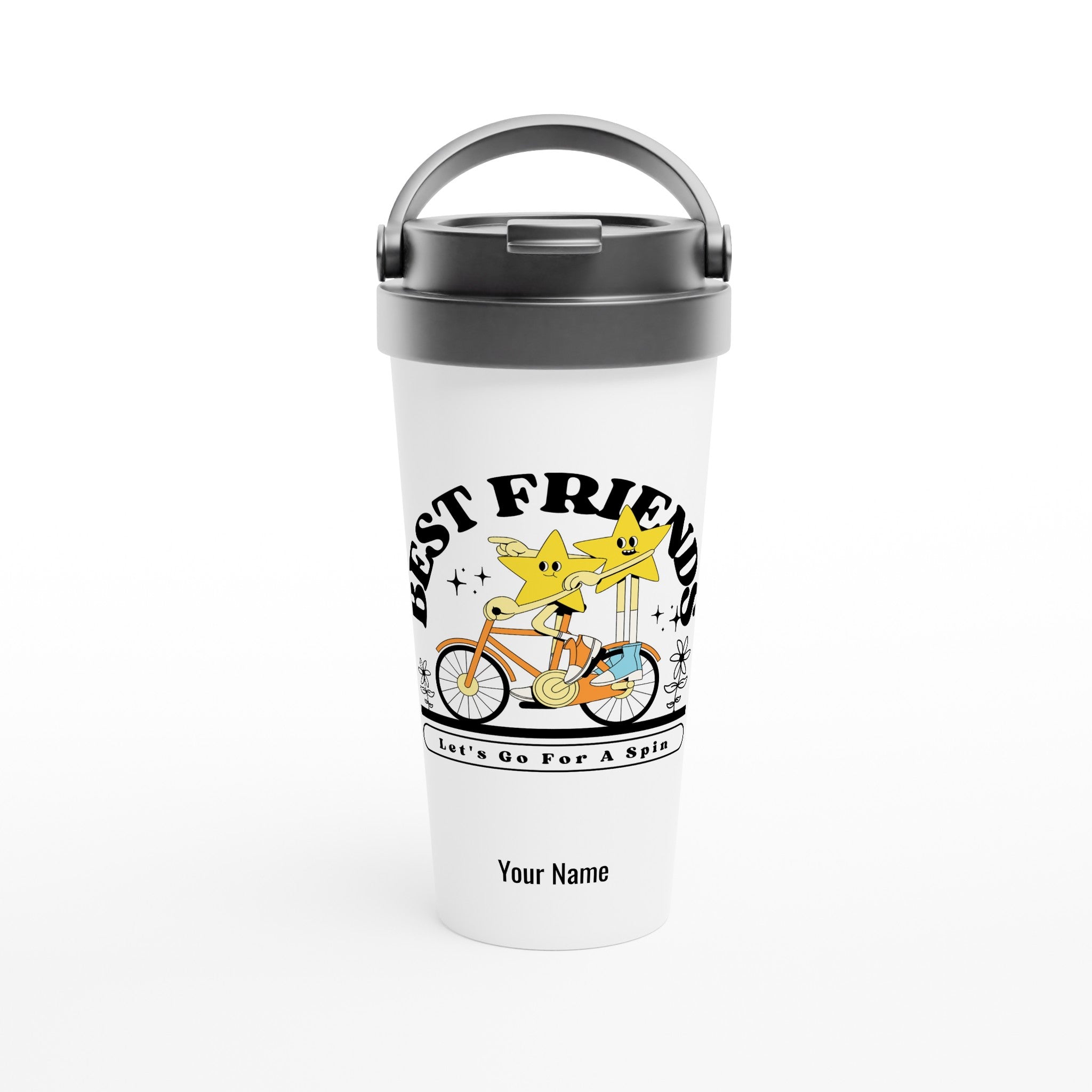 Personalised - Best Friends - White 15oz Stainless Steel Travel Mug Default Title Personalised Travel Mug customise Globally Fulfilled personalise retro