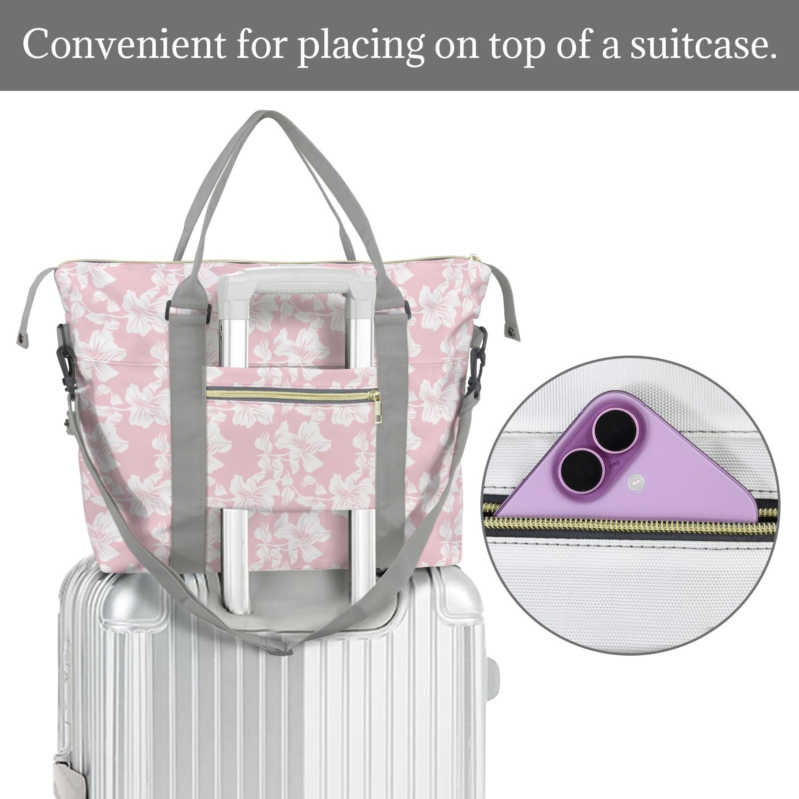 Pink Hawaiian Floral Duffle Bag-Simple (Model 1715) Duffle Bag-Simple (1715)