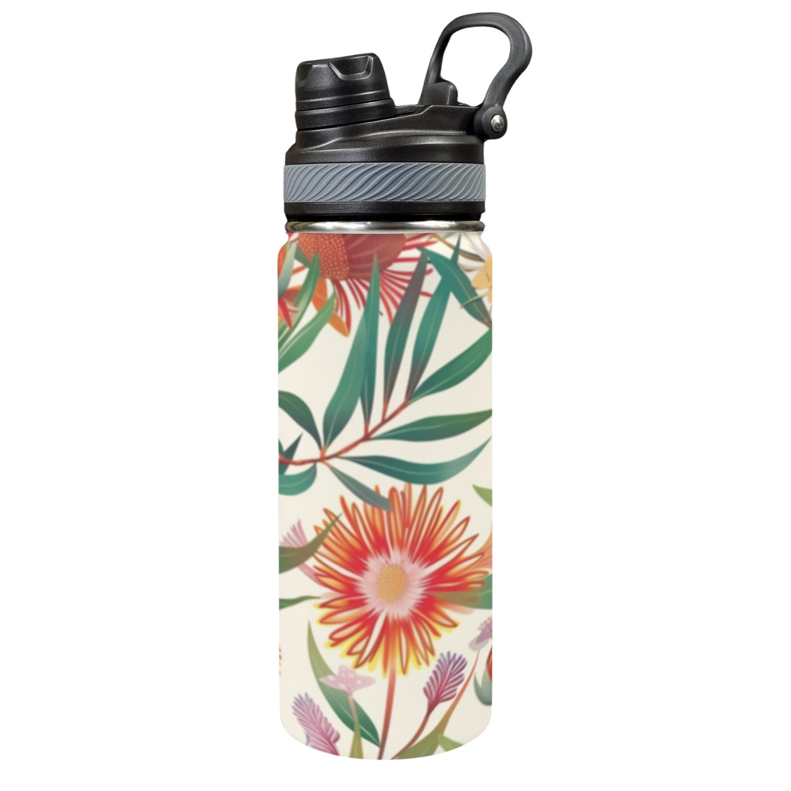 Australian Native Flora - Insulated Water Bottle with Dual-Use Lid (18oz) One Size Insulated Water Bottle with Dual-Use Lid (18oz) Plants Printed Offshore
