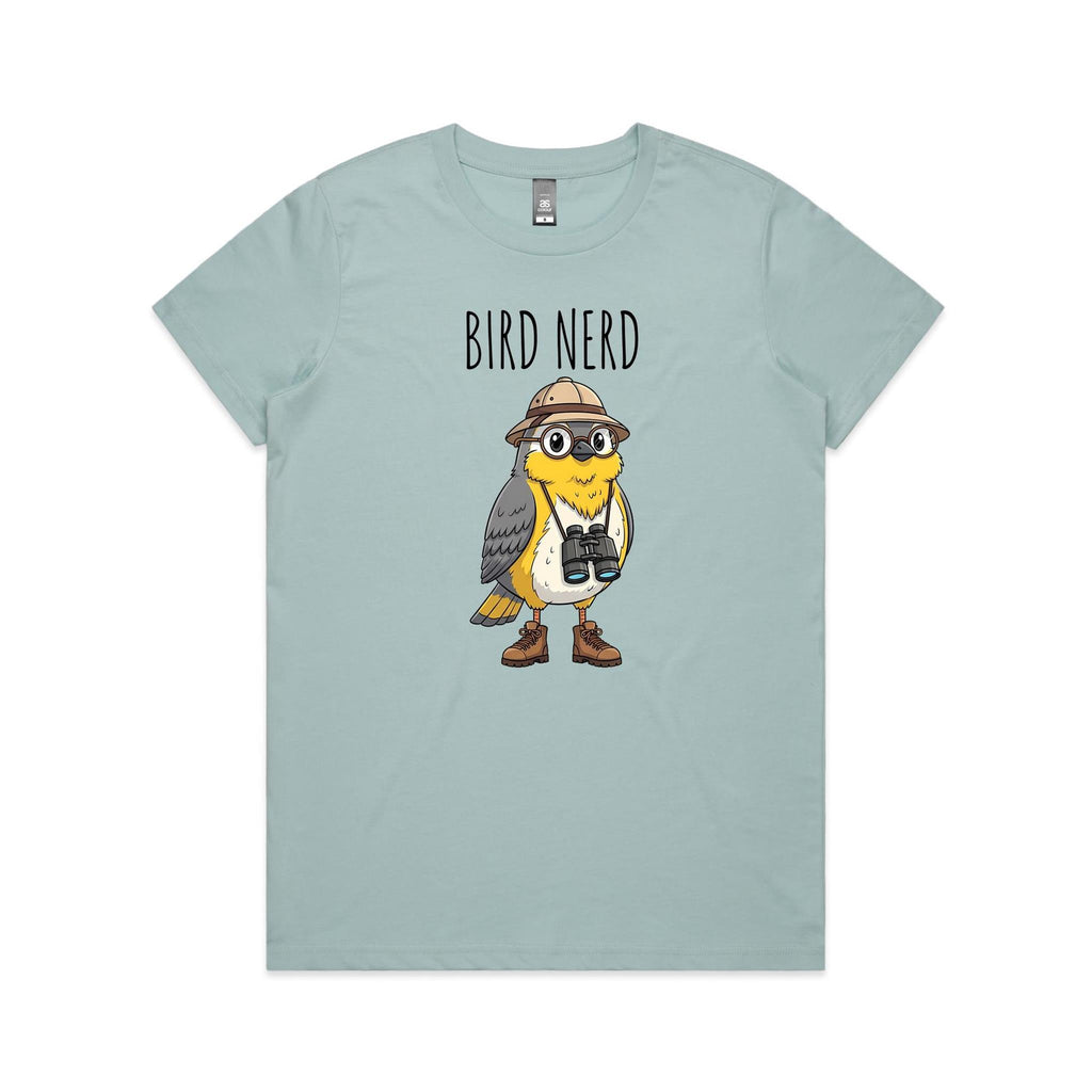 Bird Nerd 2 Women's AS Colour T-shirt Pale Blue Womens T-shirt animal Birds Printed In Australia