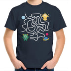 Monster, Find The Right Path - Kids Youth T-Shirt Navy Kids Youth T-shirt Printed In Australia Sci Fi