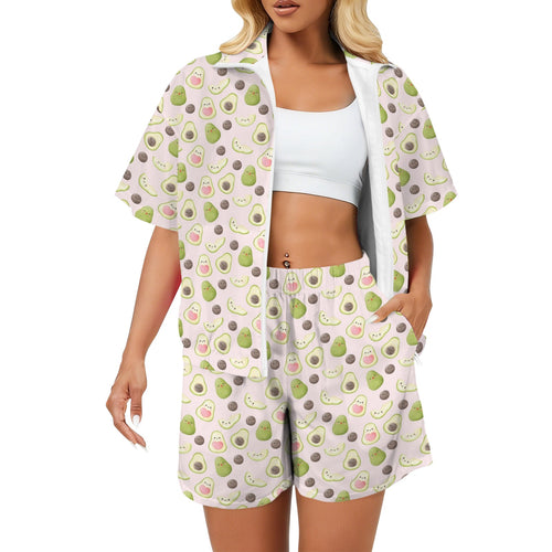 Avocado Love Women's Windbreaker Short Set 2XL Women's Windbreaker Short Set Food Printed Offshore