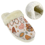 Peace And Love Women's Fur Trim Thick-Sole Indoor Slippers Women's Fur Trimmed Slippers Printed Offshore Retro