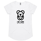 Koala, I'm Cute But I Have Claws- Womens Scoop Neck T-Shirt White Womens Scoop Neck T-shirt animal Printed In Australia