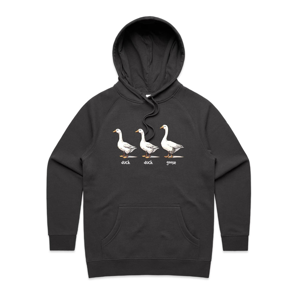 Duck Duck Goose - Womens Hoodie Coal Womens Hoodie animal Printed In Australia
