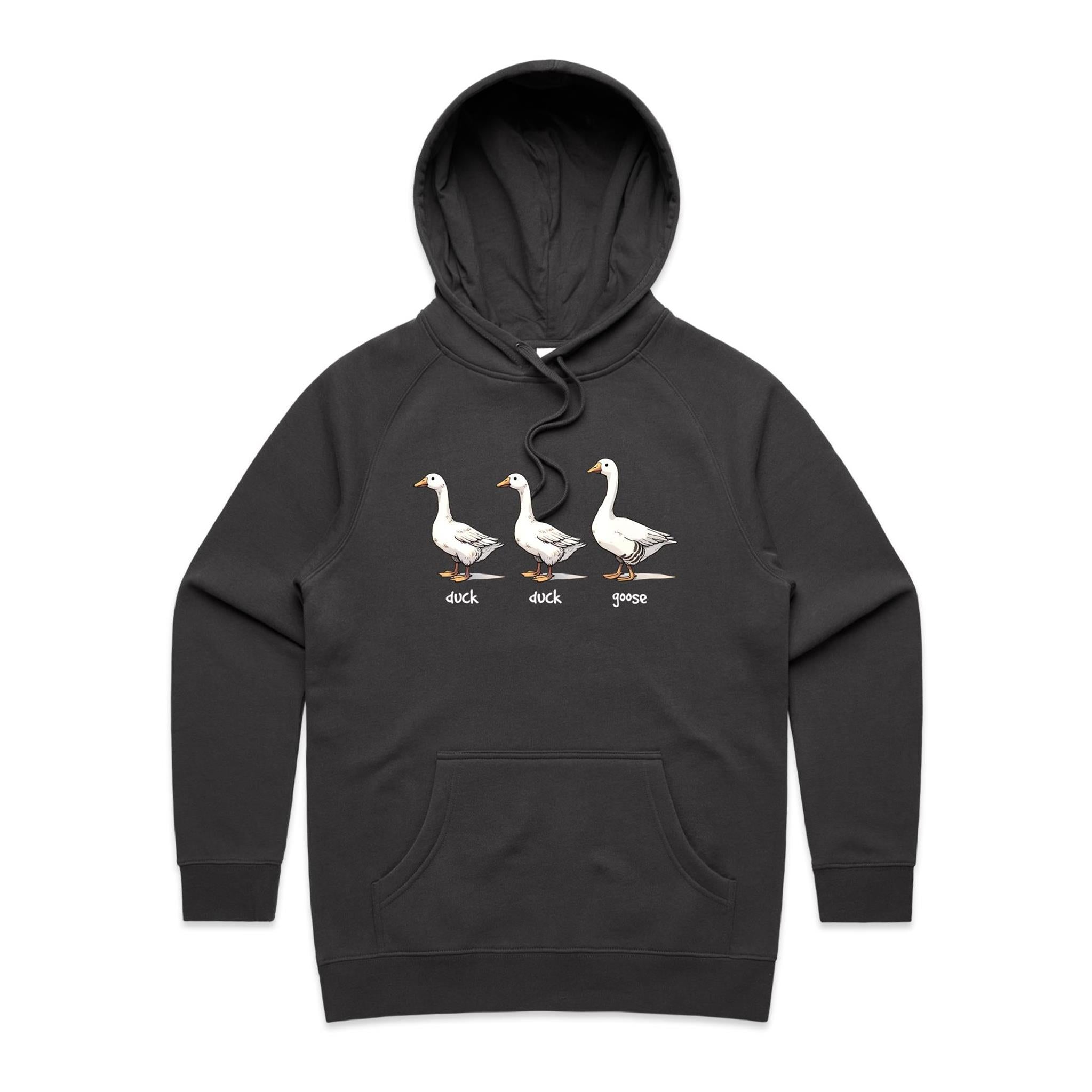 Duck Duck Goose - Womens Hoodie Coal Womens Hoodie animal Printed In Australia