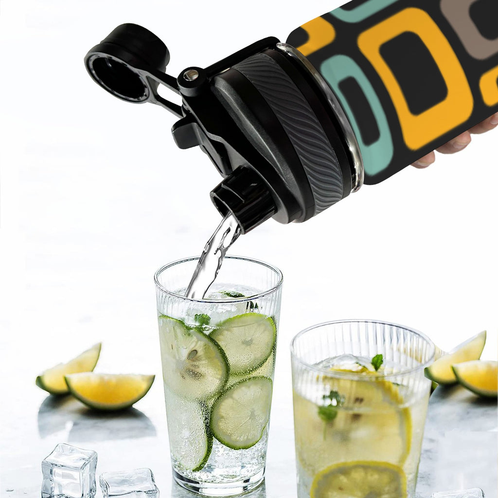 Retro Pattern - Insulated Water Bottle with Dual-Use Lid (18oz) Insulated Water Bottle with Dual-Use Lid (18oz) Printed Offshore Retro