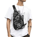 Black And White Floral Chest Bag One Size Cross Body Chest Bag Plants Printed Offshore