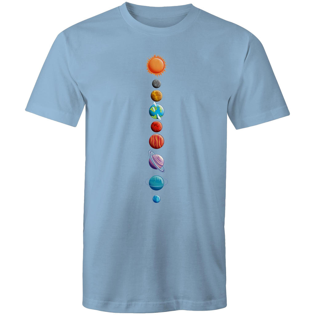 Our Solar System - Mens T-Shirt Carolina Blue Mens T-shirt Printed In Australia Space
