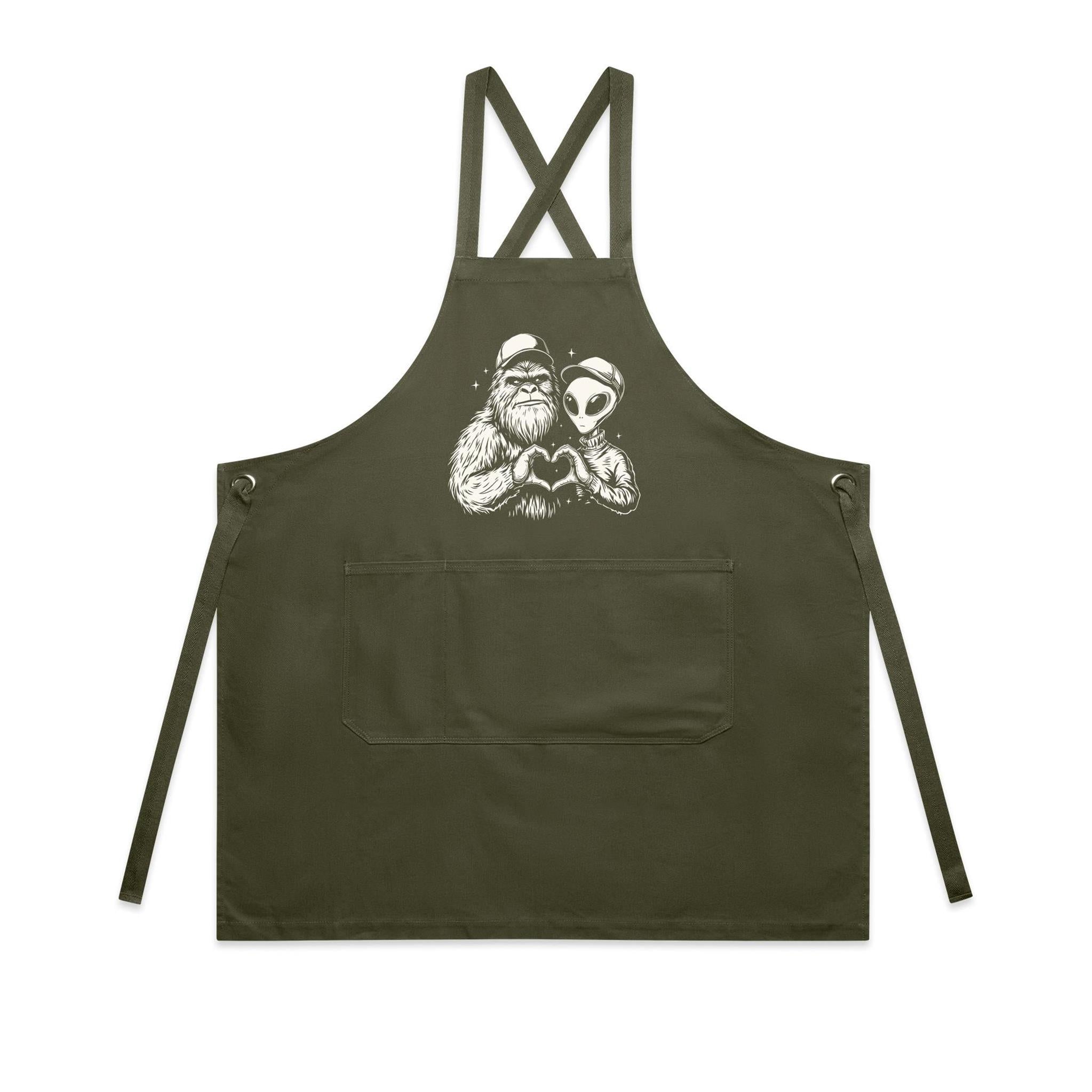 Alien, Bigfoot, Heart Hands - AS Colour Carrie Apron
