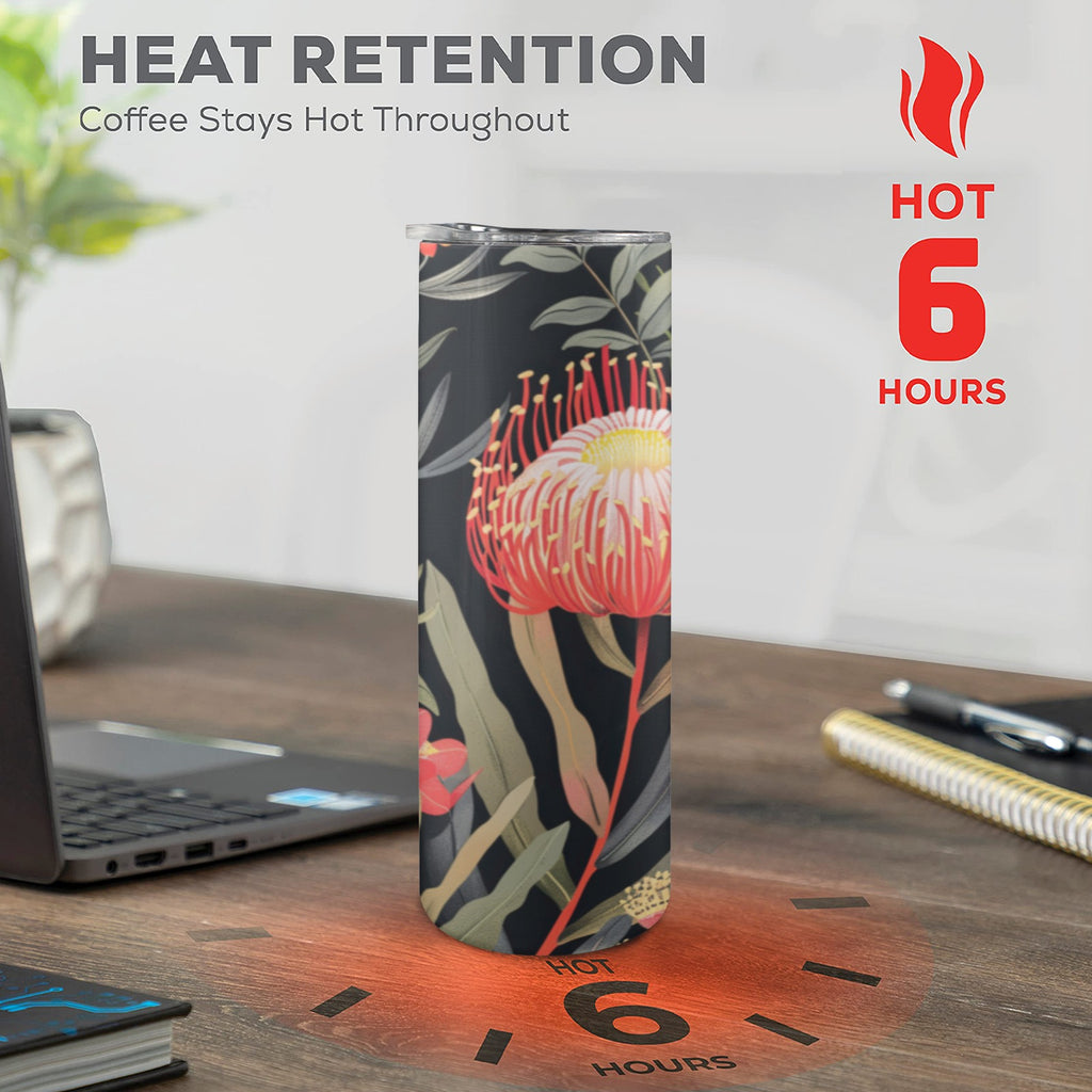 Australian Waratah Flower - 20oz Tall Skinny Tumbler with Lid and Straw