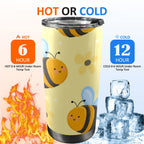 Bright Bees - 20oz Mobile Tumbler with Lid (Black Lock) 20oz Travel Mug animal Printed Offshore