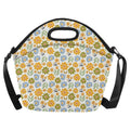 Retro Boho Flower Neoprene Lunch Bag/Large (Model 1669) One Size Neoprene Lunch Bag Plants Printed Offshore Retro