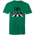 The Cats, Fab Four Crossing Road - Mens T-Shirt Kelly Green Mens T-shirt animal Music Printed In Australia
