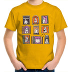 Ghosts In Windows - Kids Youth T-Shirt Gold Kids Youth T-shirt Halloween Printed In Australia