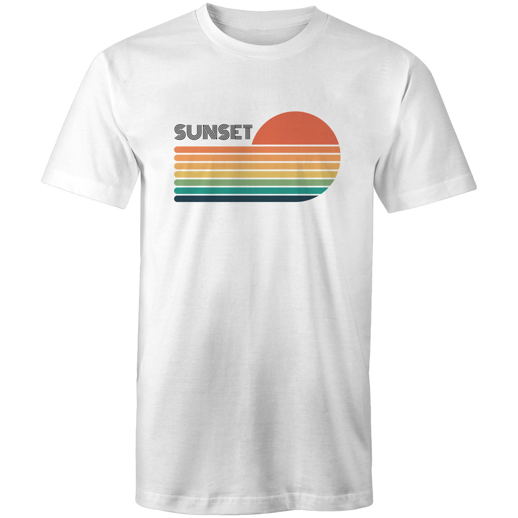 Retro Sunset - Mens T-Shirt White Mens T-shirt Printed In Australia Retro