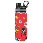 Comic Book Red - Insulated Water Bottle with Dual-Use Lid (18oz) One Size Insulated Water Bottle with Dual-Use Lid (18oz) Printed Offshore