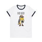 Bird Nerd 2 Women's AS Colour Ringer Tee White Navy Womens Ringer T-shirt animal Birds Printed In Australia