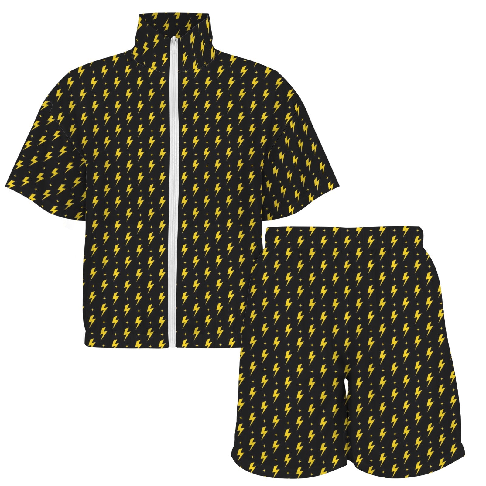 Yellow Lightning Women's Windbreaker Short Set Women's Windbreaker Short Set comic Printed Offshore