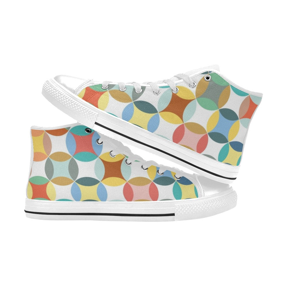 Circles - Men's High Top Canvas Shoes