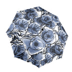 Blue And White Floral - Semi-Automatic Foldable Umbrella (Model U12) One Size Semi-Automatic Foldable Umbrella (U12)