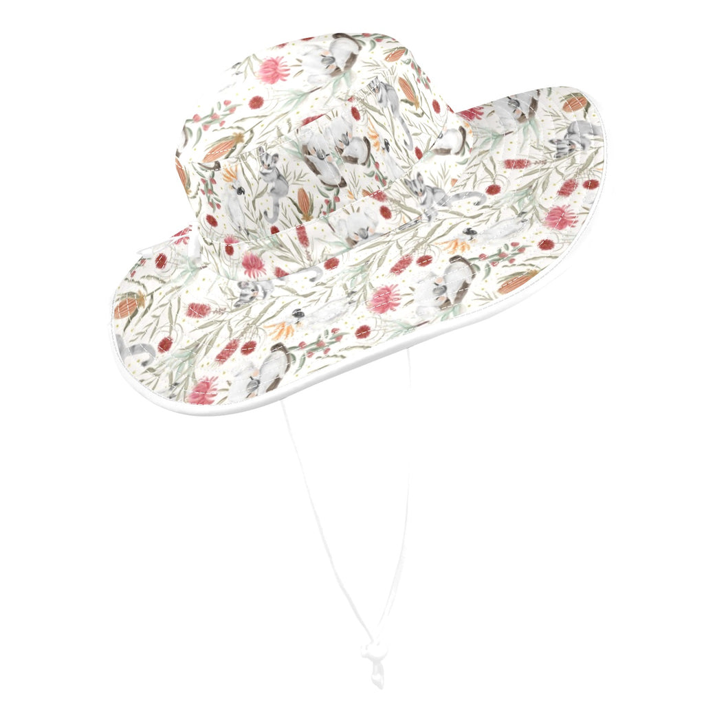 Australian Plants And Animals Wide Brim Bucket Hat Wide Brim Bucket Hat animal Australia Plants Printed Offshore Reading