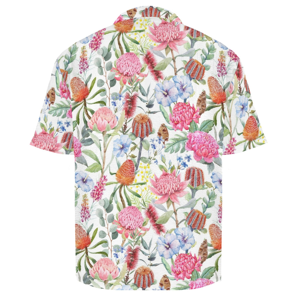 Australian Flowers Men's Crinkle Hawaiian Shirt