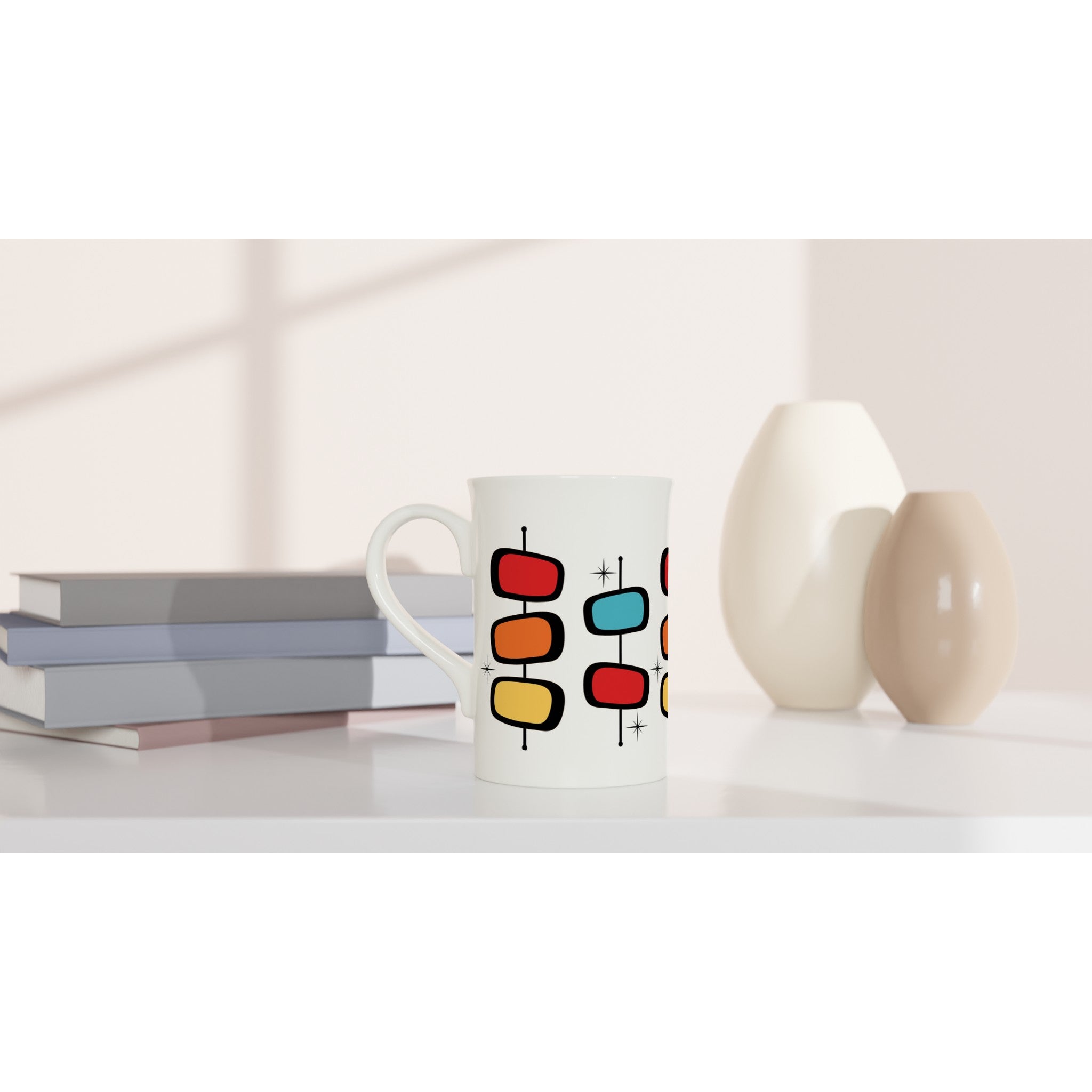 Retro Style - White 10oz Porcelain Slim Mug Porcelain Mug Globally Fulfilled Retro