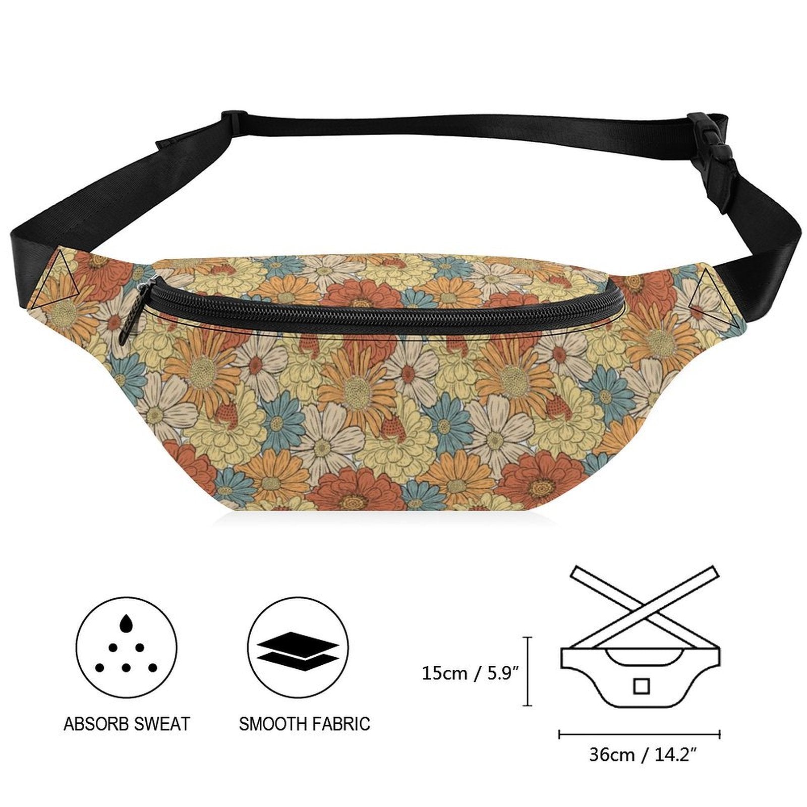 Vintage Retro Flower - Bum Bag / Fanny Pack