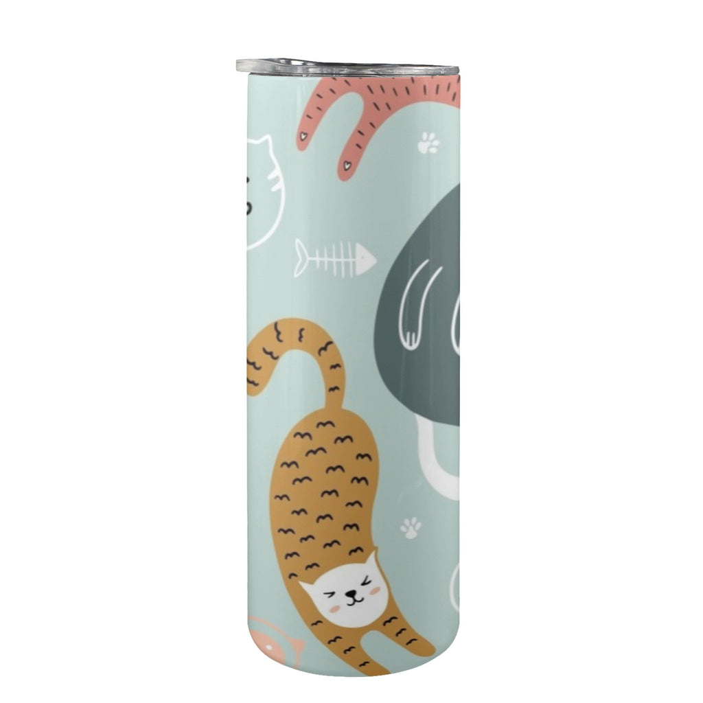 Cat Stretch - 20oz Tall Skinny Tumbler with Lid and Straw