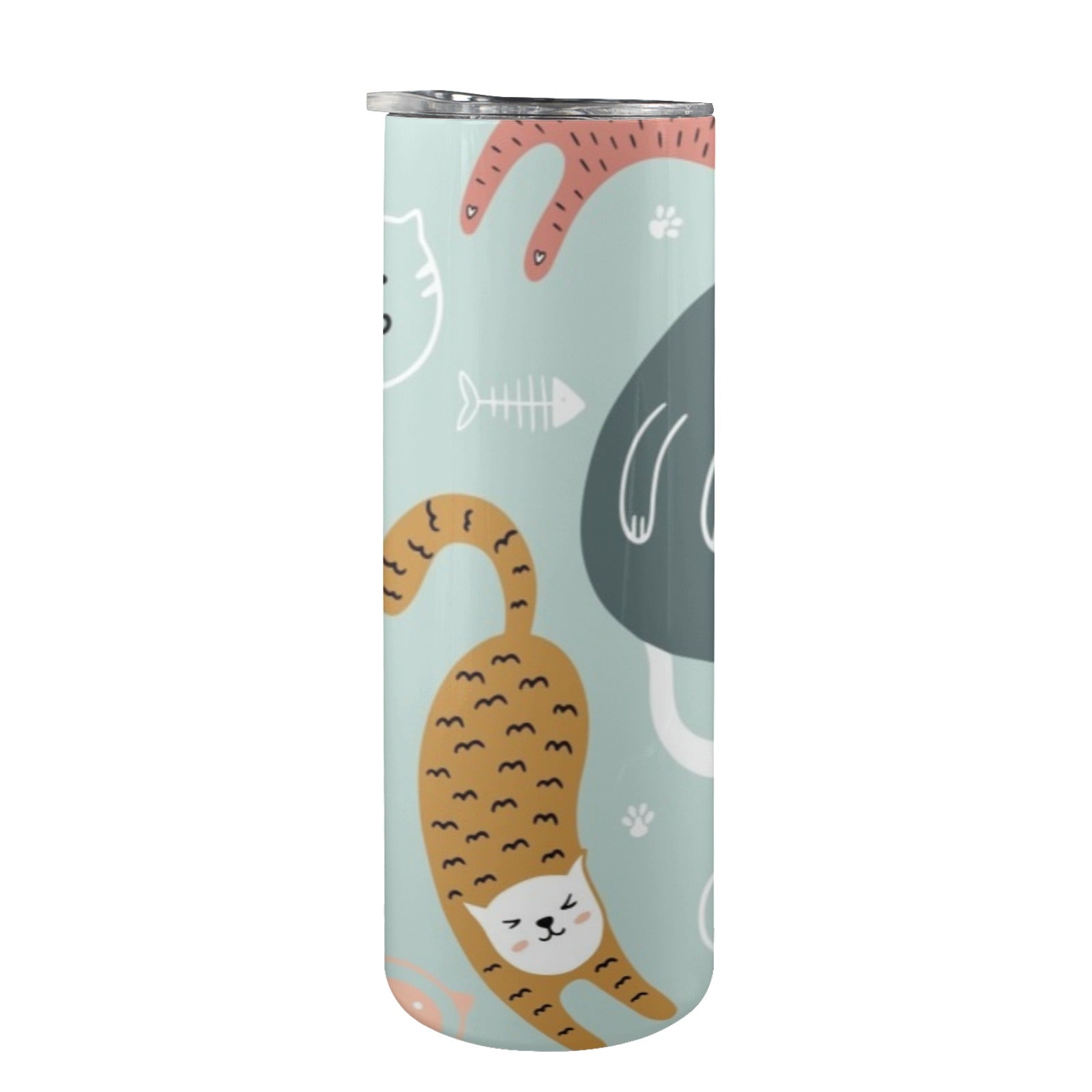 Cat Stretch - 20oz Tall Skinny Tumbler with Lid and Straw