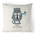 Not Before My Coffee, Cranky Cat - 100% Linen Cushion Cover Default Title animal Coffee Printed In Australia