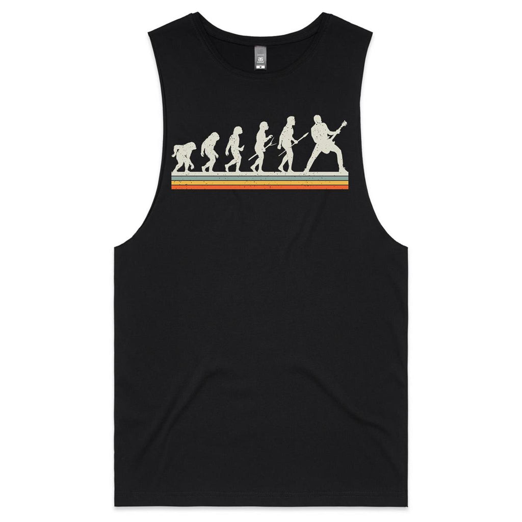 Guitarist Evolution - Mens Tank Top Tee Black Drop Arm Tank Top Music Printed In Australia