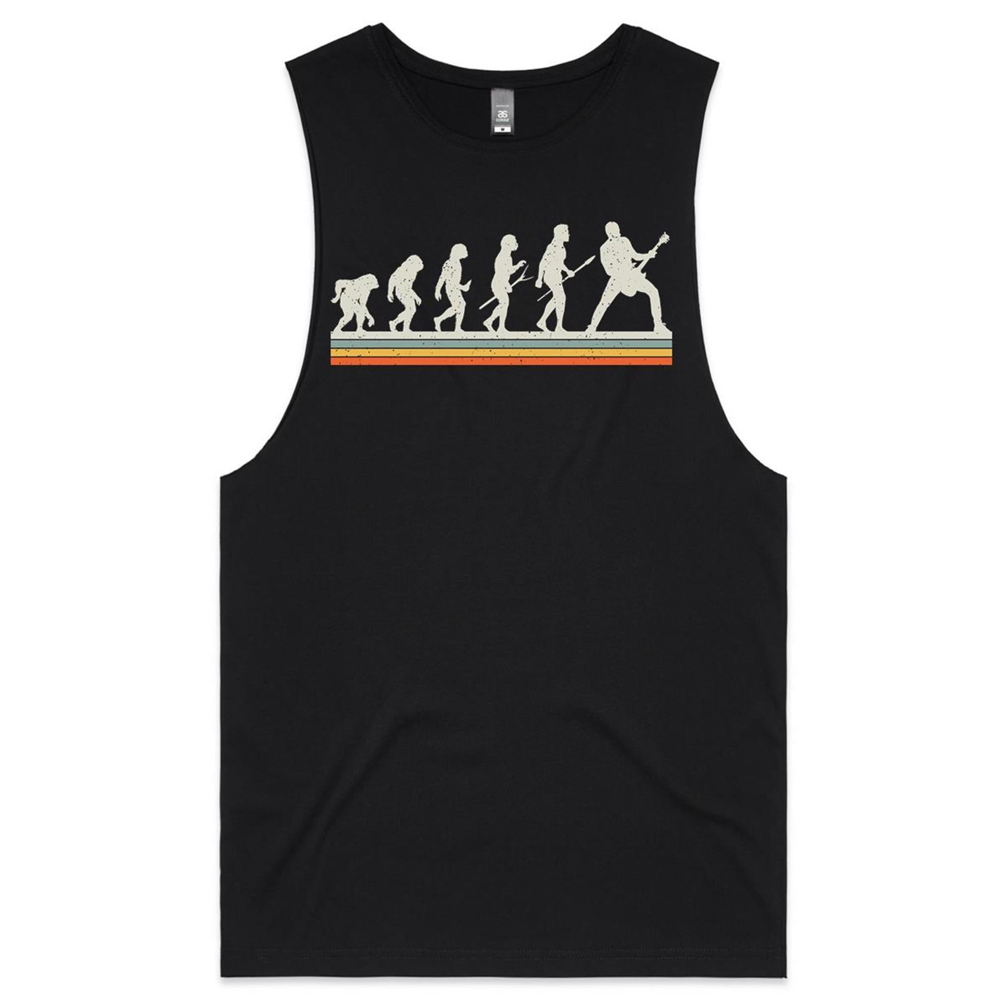 Guitarist Evolution - Mens Tank Top Tee Black Drop Arm Tank Top Music Printed In Australia