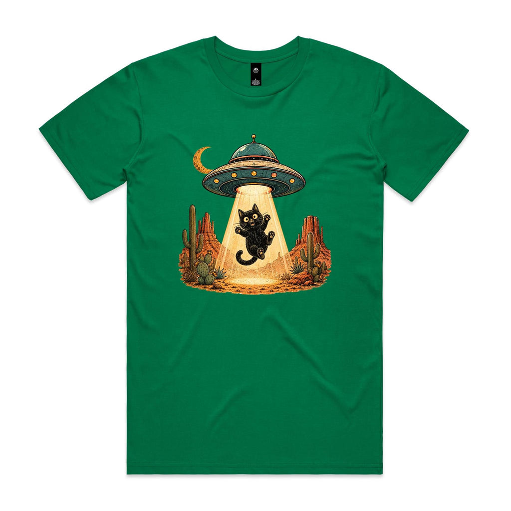 Black Cat Alien UFO Abduction Men's AS Colour T-shirt