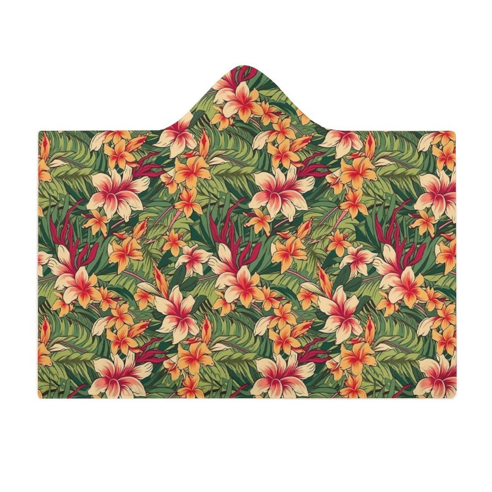 Vintage Hawaiian Floral Kids Hooded Blanket 100cm x 130cm Kids Hooded Blanket Plants Printed Offshore