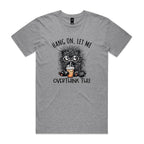 Frazzled Cat, Hang On Let Me Overthink This Men's AS Colour T-shirt Grey Marle Mens T-shirt animal Printed In Australia