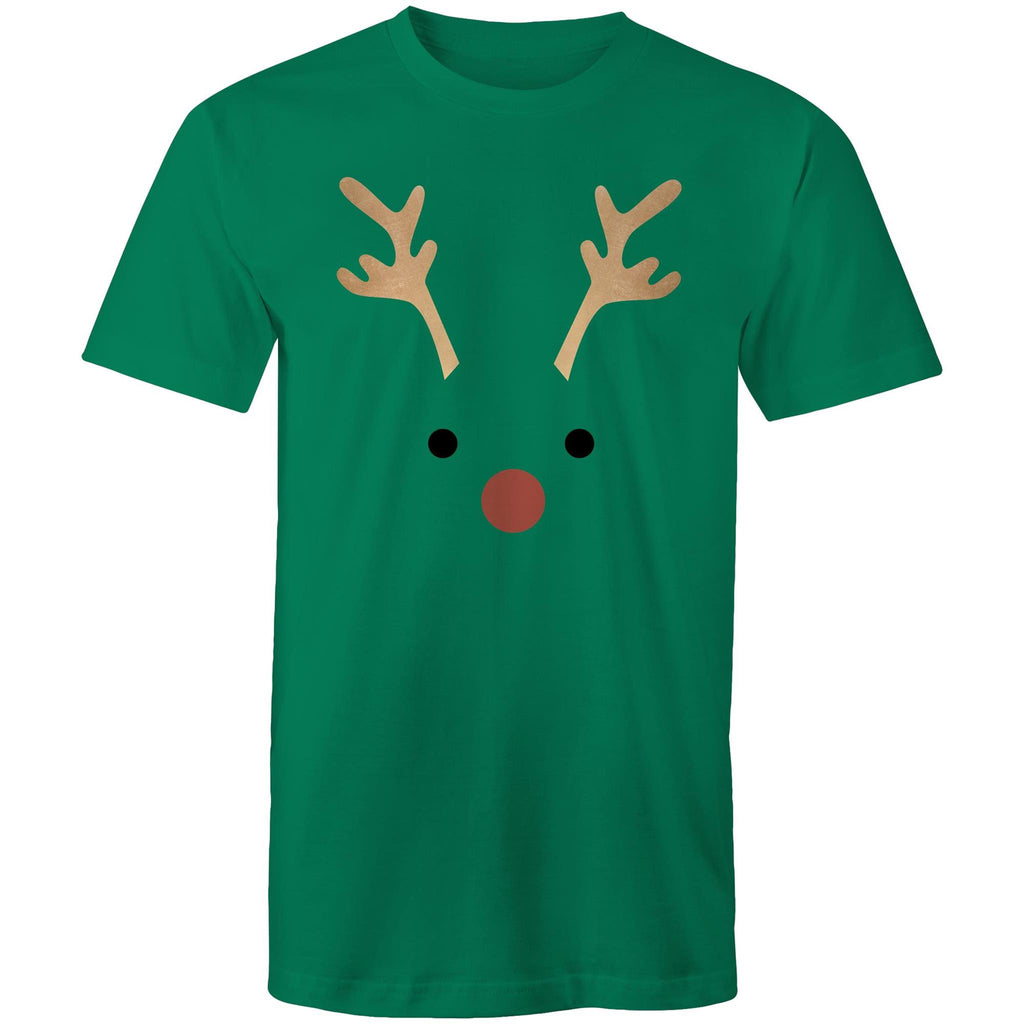 Red Nose Reindeer - Mens T-Shirt Kelly Green Mens Christmas T-shirt Christmas Printed In Australia
