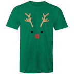 Red Nose Reindeer - Mens T-Shirt Kelly Green Mens Christmas T-shirt Christmas Printed In Australia